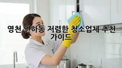 영천 언하동 저렴한 청소업체 추천 가이드